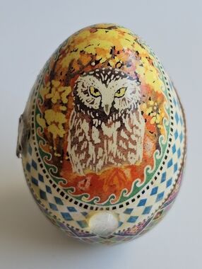 Beautiful Handcrafted Pysanka Real Goose Egg Weighted & Hinged Jewelry Box